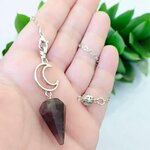 Pendule Lune en Améthyste naturelle avec chaîne