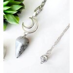 Pendule Lune en Labradorite naturelle avec chaîne