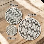 Fleur de Vie en bois ajouré pour pierres et méditation