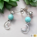 boucles d'oreilles lune étoilée