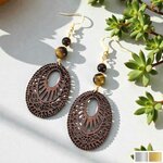 Boucles d'Oreilles en Bois Sienna Moka | Pierre Naturelle