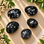 Pierres roulées d’Obsidienne Neige noires aux motifs blancs naturels – 8 à 14 g
