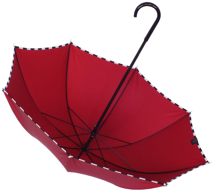 Parapluie droit damier rouge carmin