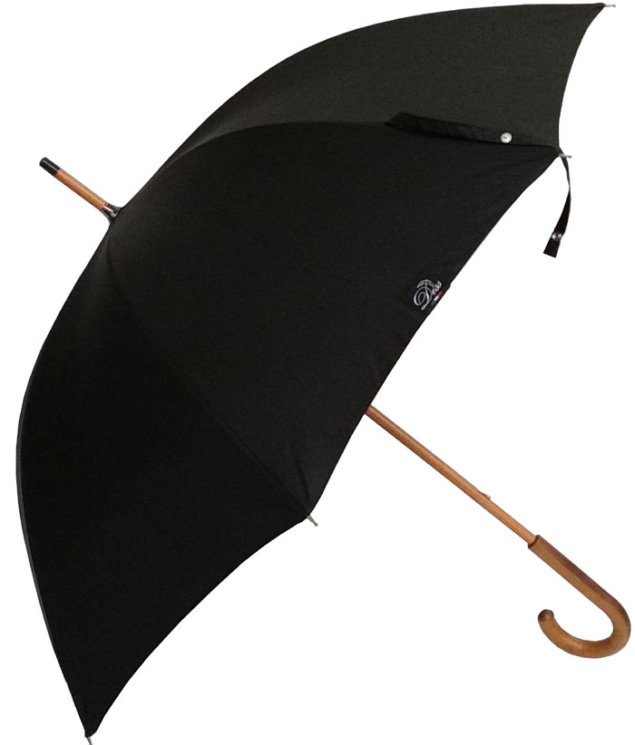 Parapluie Ville noir poignée bois