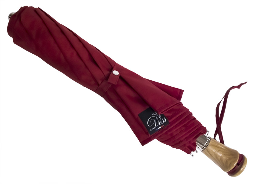 Parapluie pliant automatique grande taille rouge carmin poignée droite