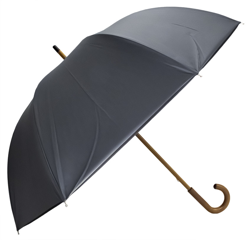 Parapluie mini-golf anthracite biais noir à poignée courbe