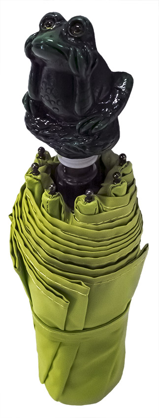 Parapluie de poche ultra léger poignée grenouille verte