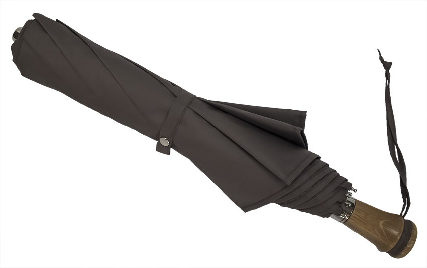 Parapluie pliant automatique grande taille taupe poignée droite