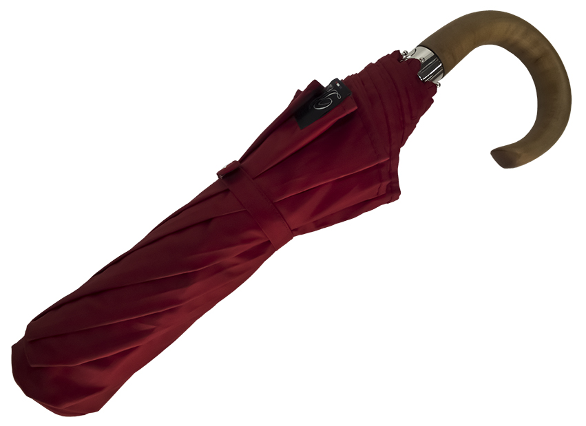 Parapluie pliant automatique rouge carmin taille moyenne poignée courbe