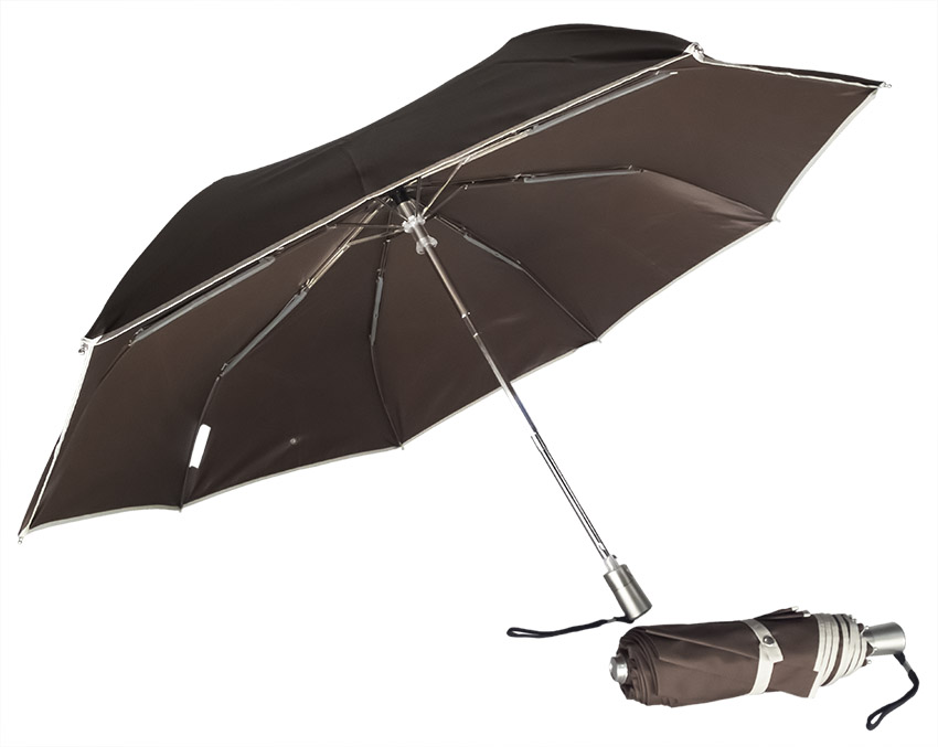 Parapluie mini openspeed chocolat biais beige