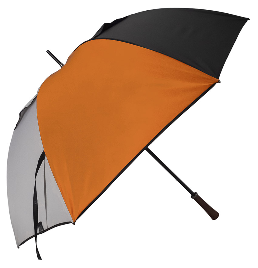 Parapluie golf anti-vent gris orange noir