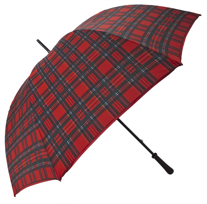 Parapluie golf imprimé écossais rouge