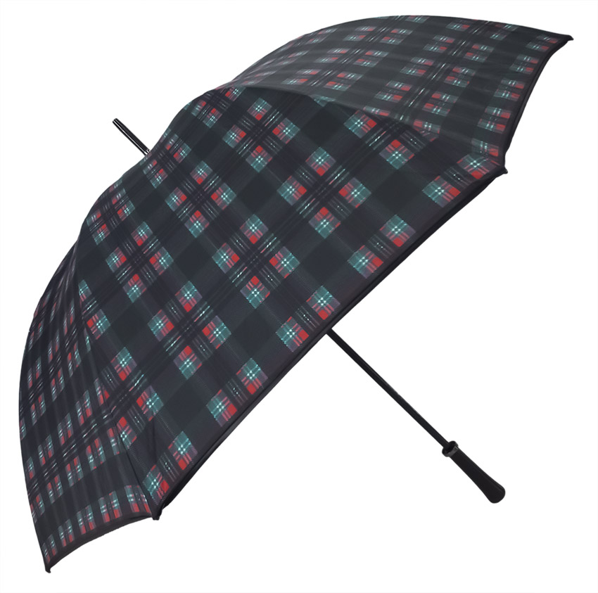 Parapluie golf imprimé écossais noir
