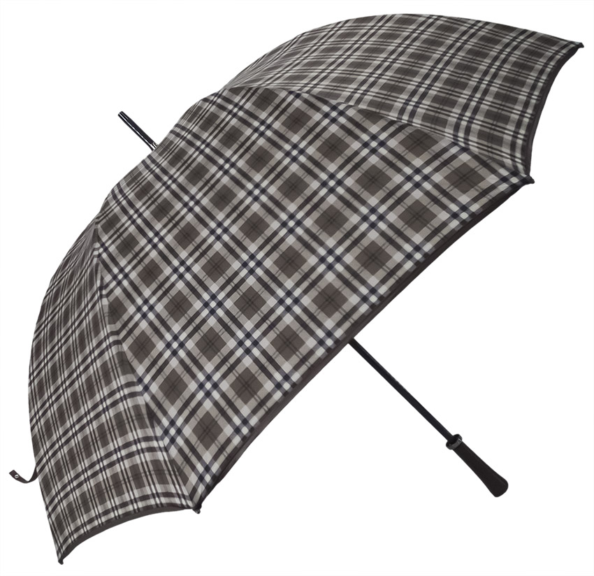 Parapluie golf imprimé écossais brun