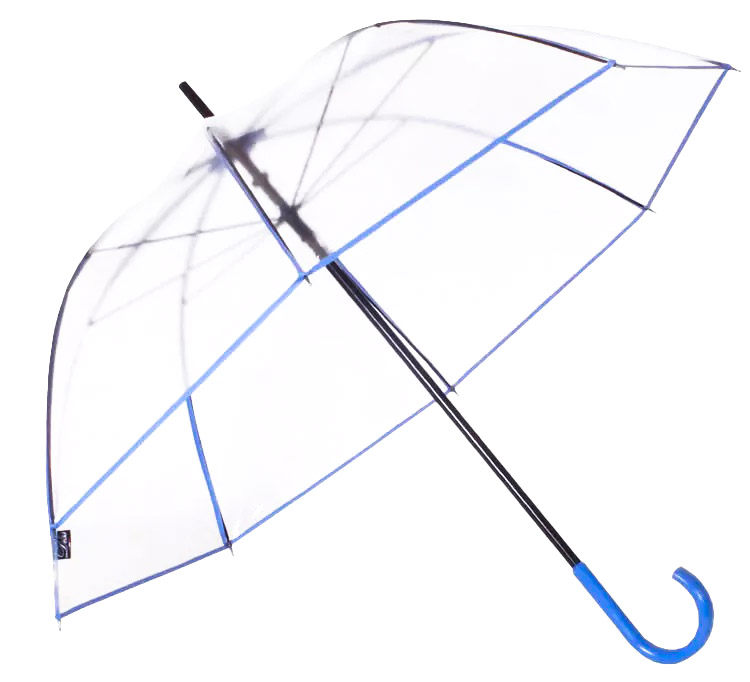 Parapluie cloche transparent gansé bleu