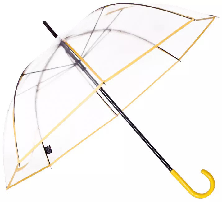 Parapluie cloche transparent gansé jaune