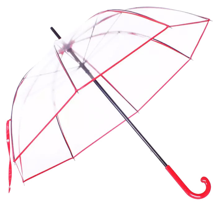 Parapluie cloche transparent gansé rouge