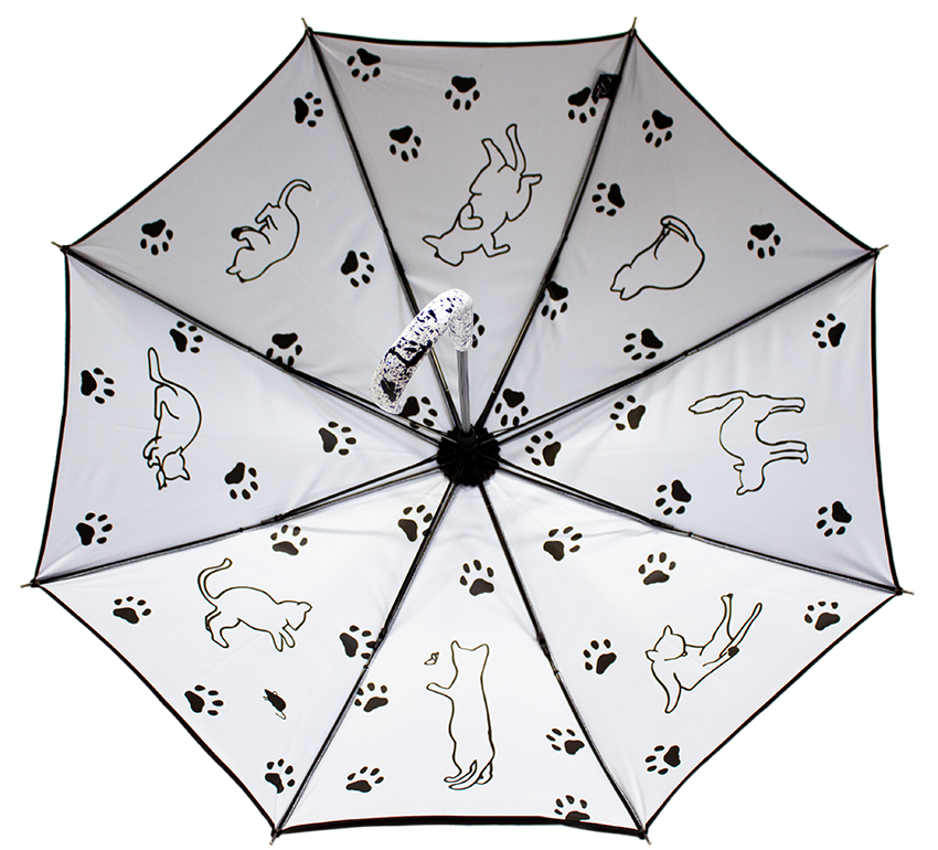 parapluie droit noir doublé chats 4