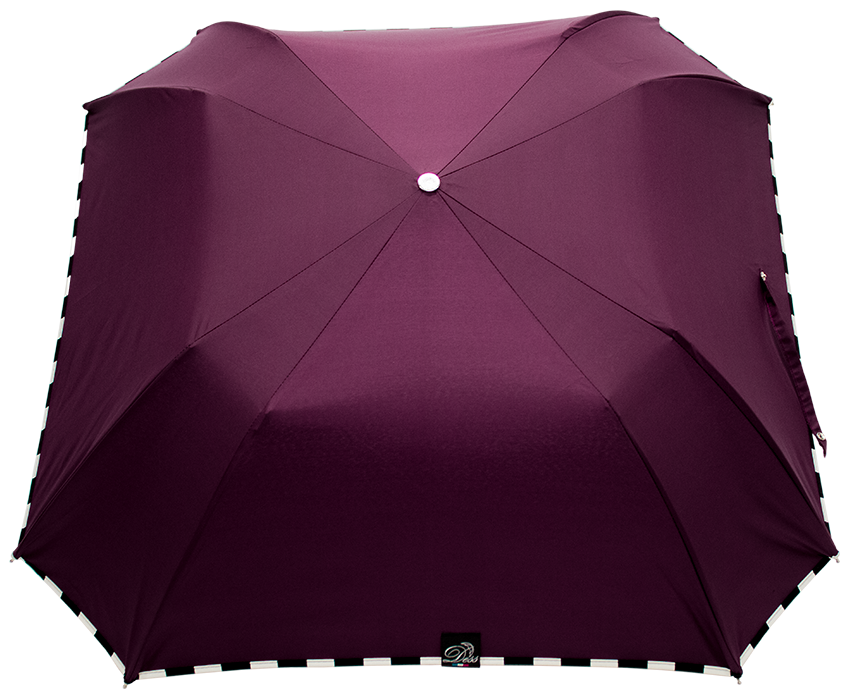 parapluie pliant carré damier prune poignée chêne