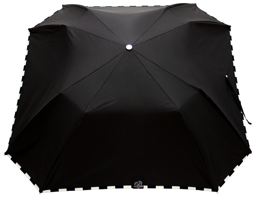 parapluie pliant carré damier noir poignée chêne