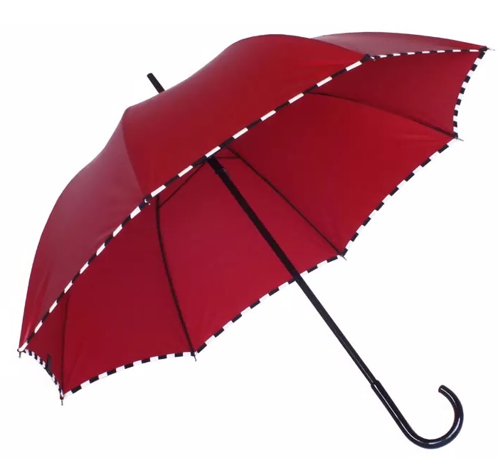 Parapluie droit damier rouge carmin