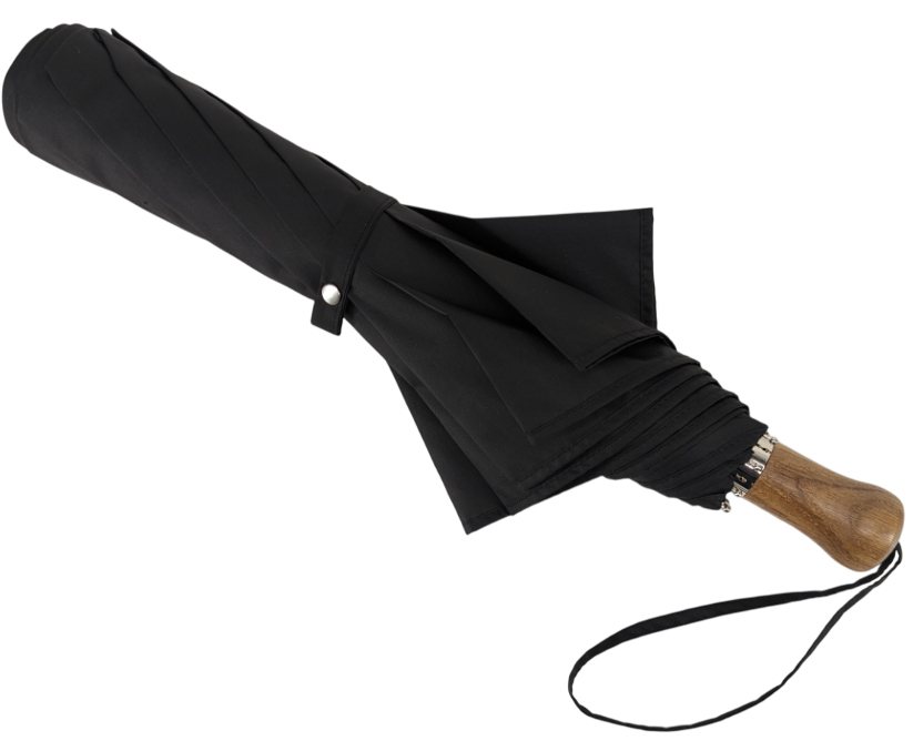 Parapluie pliant automatique grande taille noir poignée droite