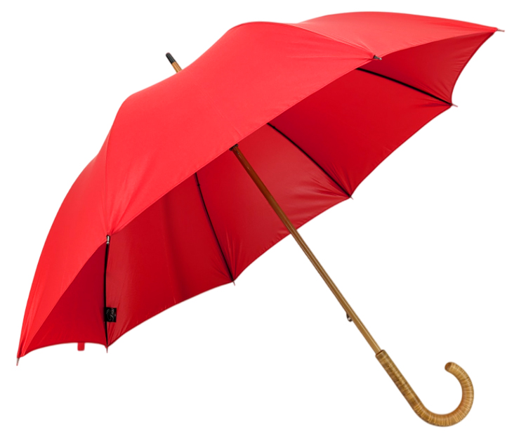 Parapluie ville rouge poignée bois