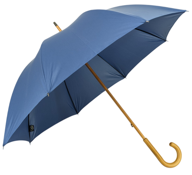 Parapluie ville bleu ritz poignée bois