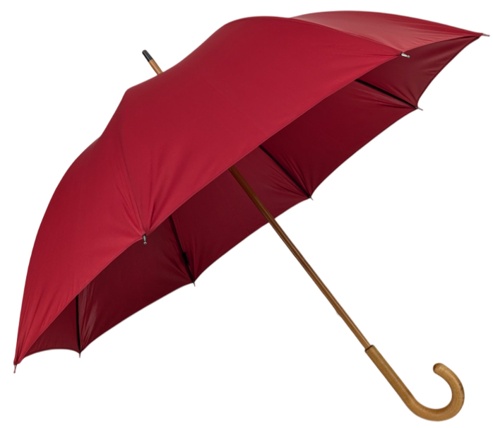 Parapluie ville rouge carmin poignée bois