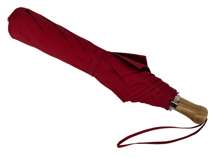 Parapluie pliant automatique grande taille rouge carmin poignée droite