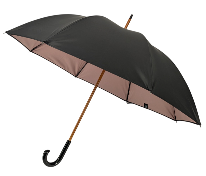 Parapluie noir doublé rose poudré