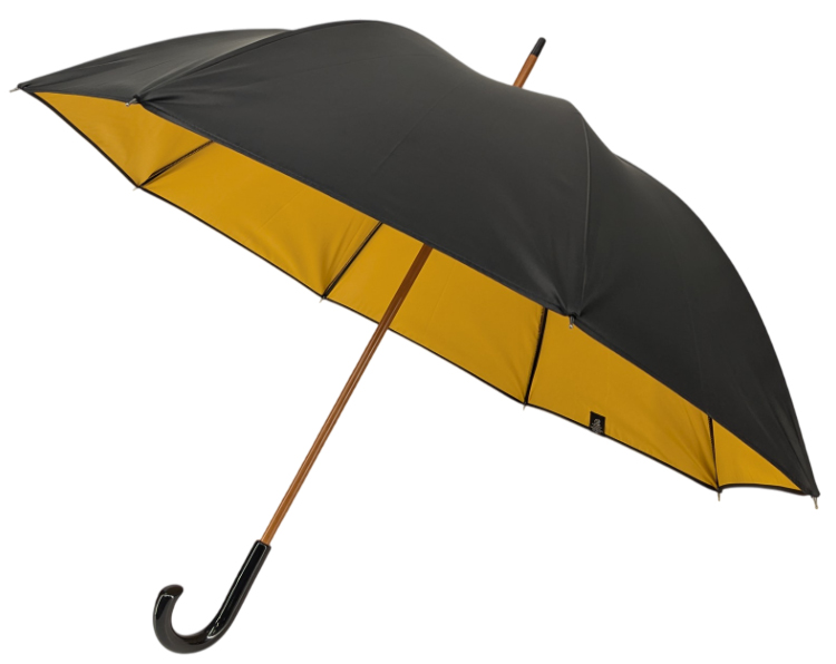 Parapluie doublé noir intérieur jaune bouton d\'or
