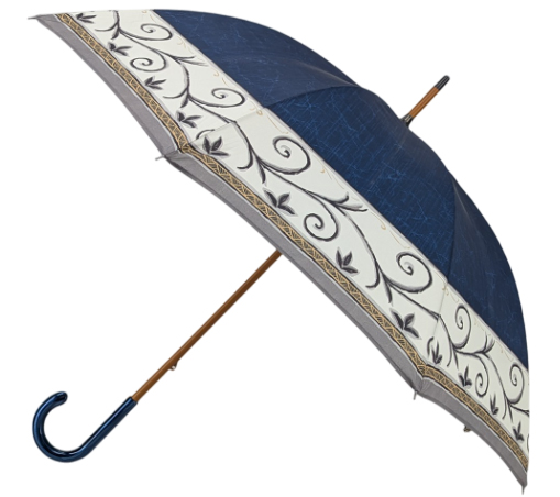 Parapluie droit motif frise bleu