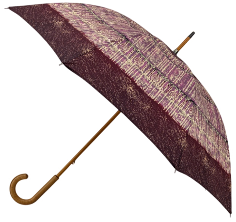 Parapluie droit vintage motif rose et prune