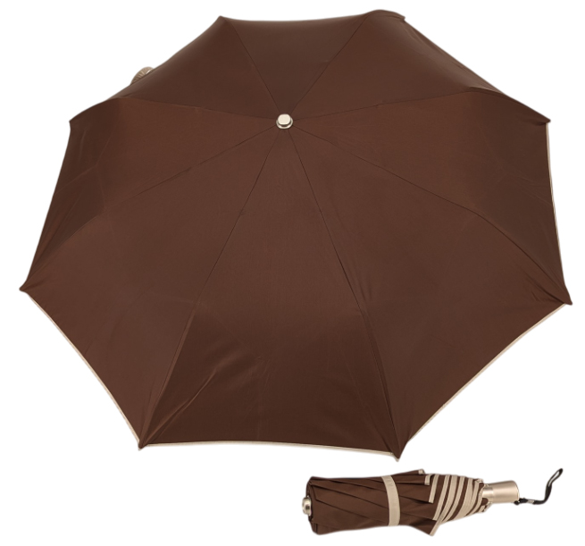 Parapluie mini openspeed chocolat biais beige