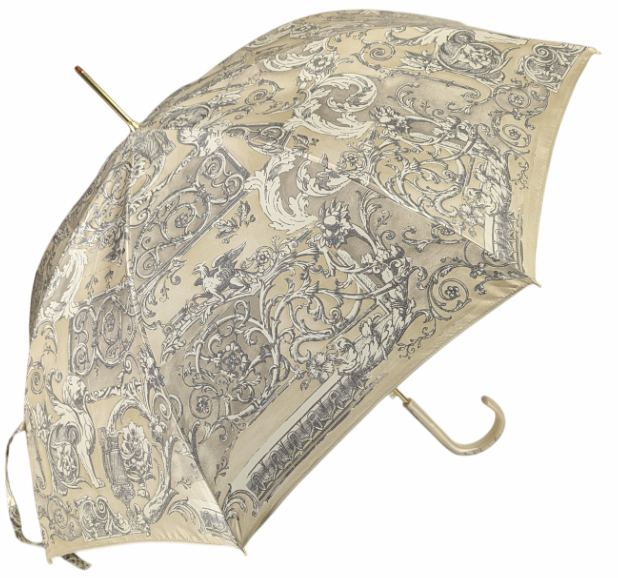 Parapluie automatique satin imprimé foulard baroque beige