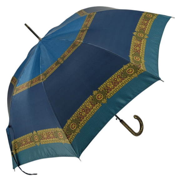 Parapluie automatique satin imprimé foulard bandeaux bleu