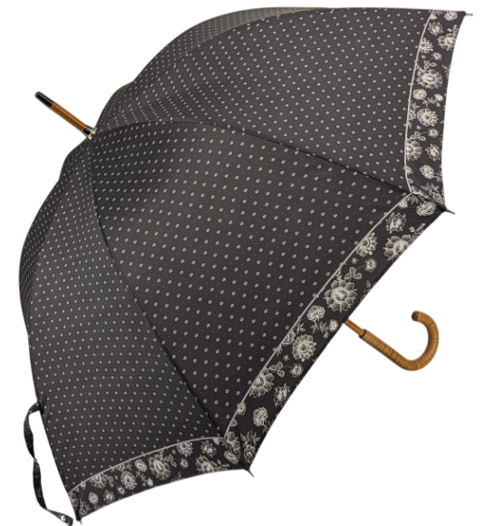 Parapluie droit motif provençal noir