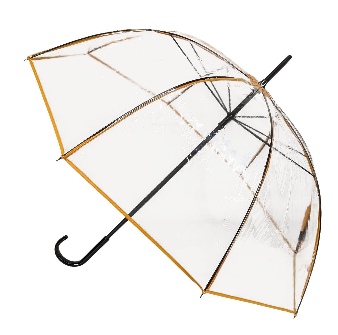 Parapluie cloche transparent gansé jaune orangé