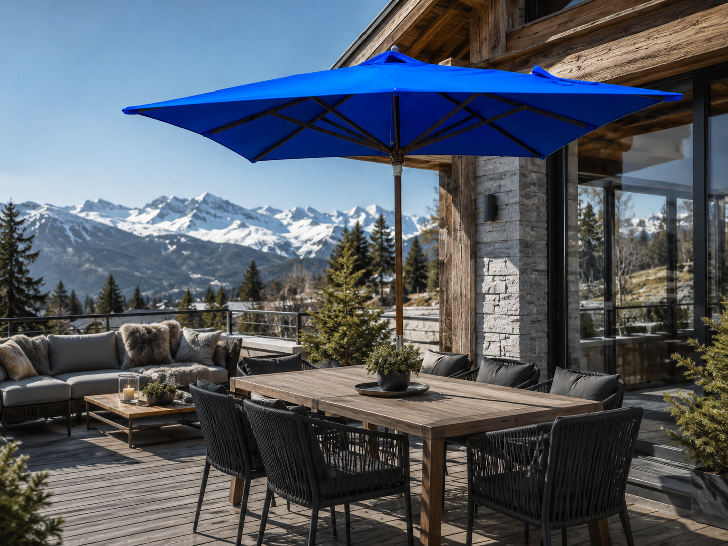 parasol bois carre 3x3