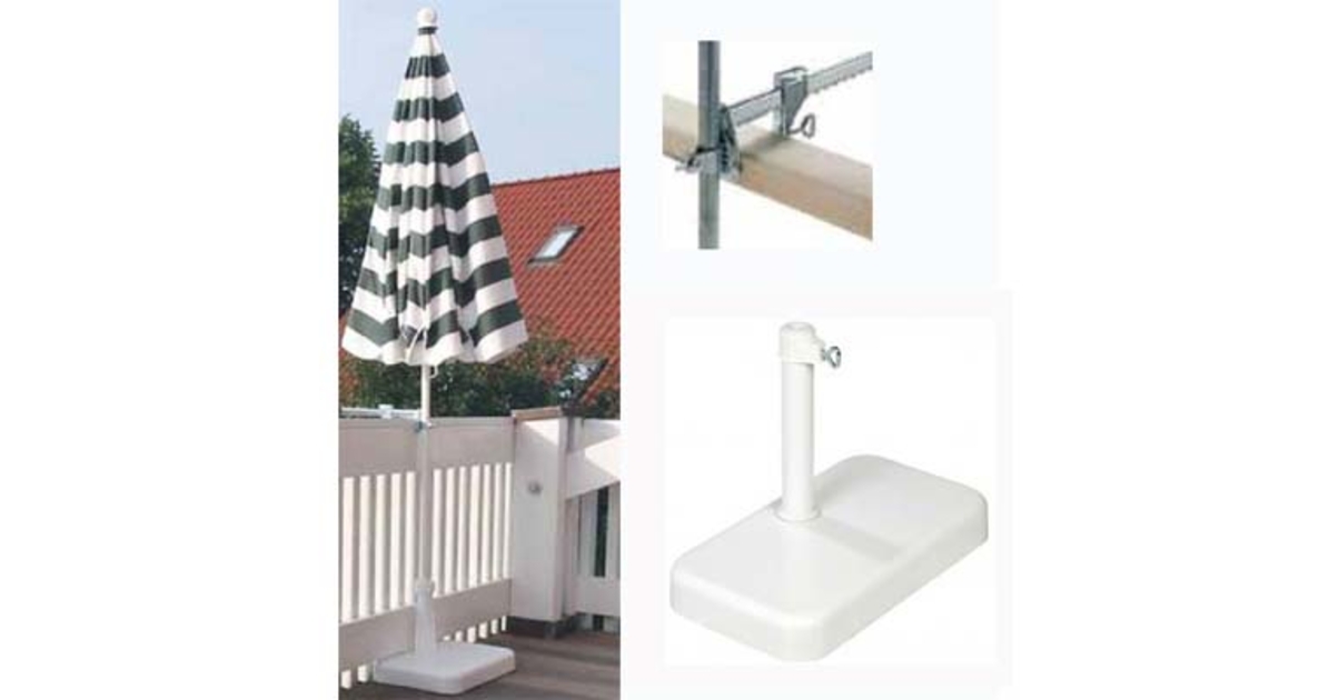 Pied De Parasol Blanc - Tige 35 Mm, Socle En Croix Pliable - Dimensions 33,5x84,5x84,5 Cm - Pour Terrasse, Jardin, Balcon