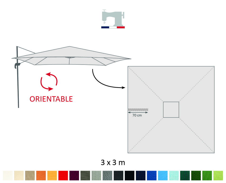 Toile De Remplacement Parasol Dport 3x3 8 Baleinesnull