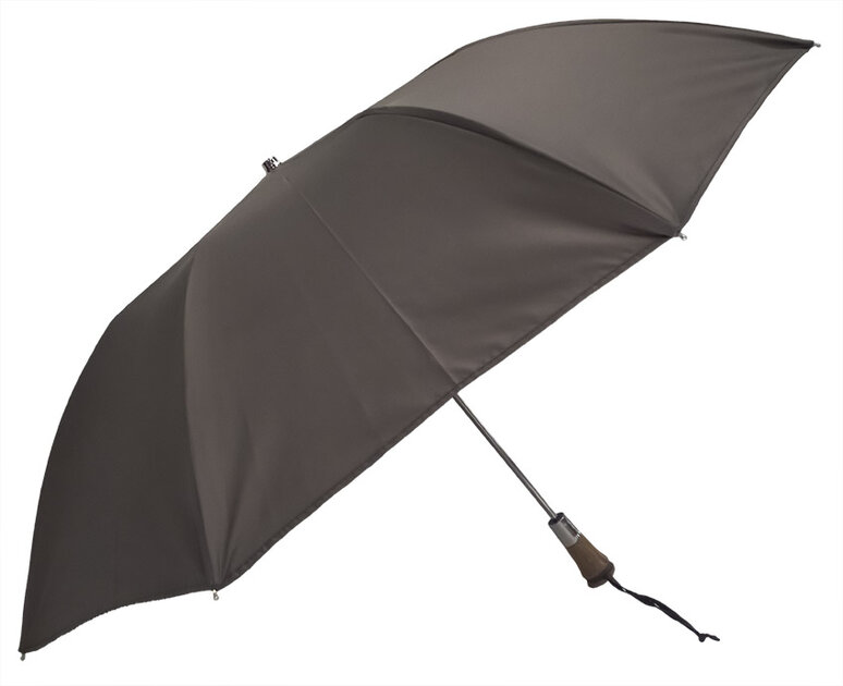 Parapluie Automatique Noir, Poignée Droite en Chêne
