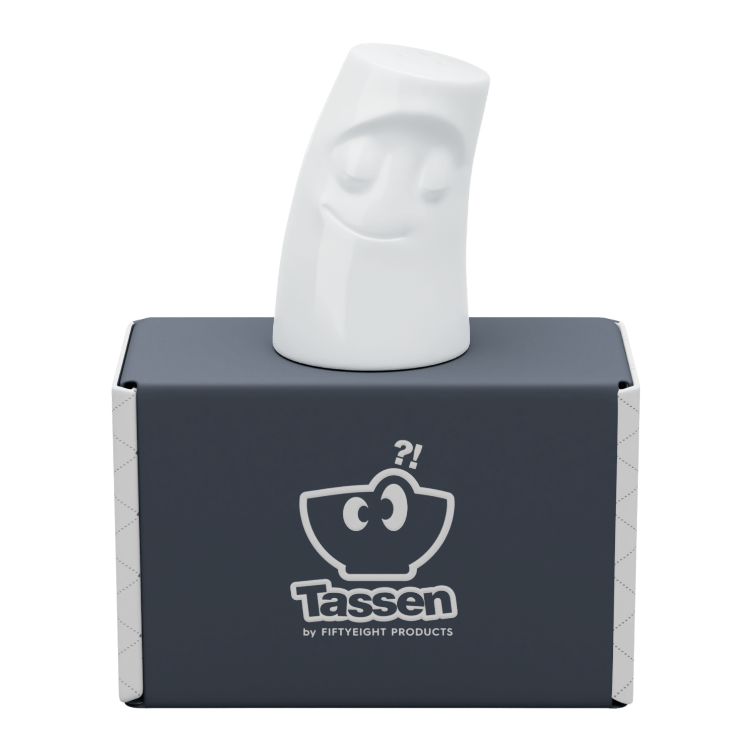 Salière visage câlin avec packaging carton gris tassen porcelaine