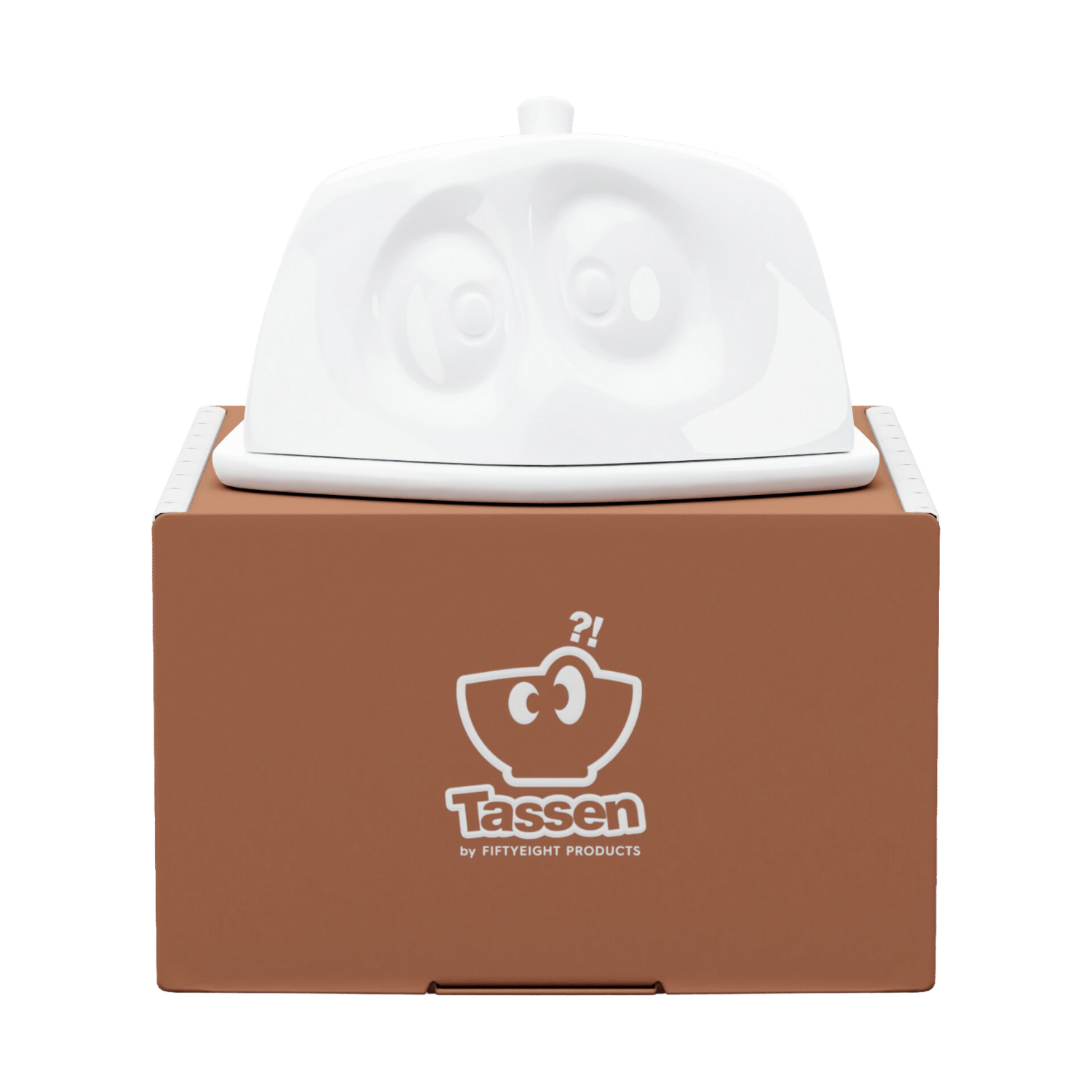 Beurrier tassen avec carton orange porcelaine blanc