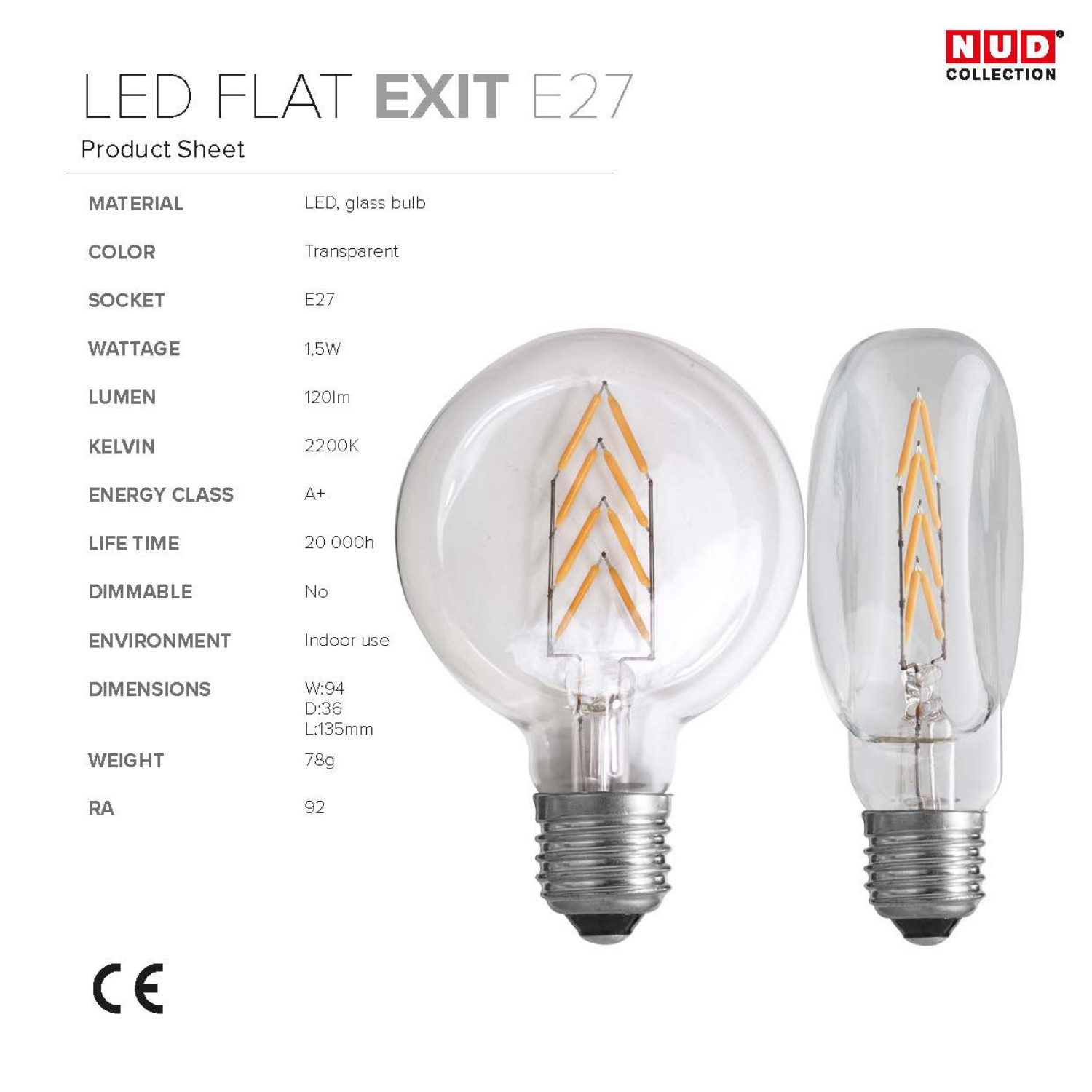 Ampoule plate led flat exit nud collection fiche produit