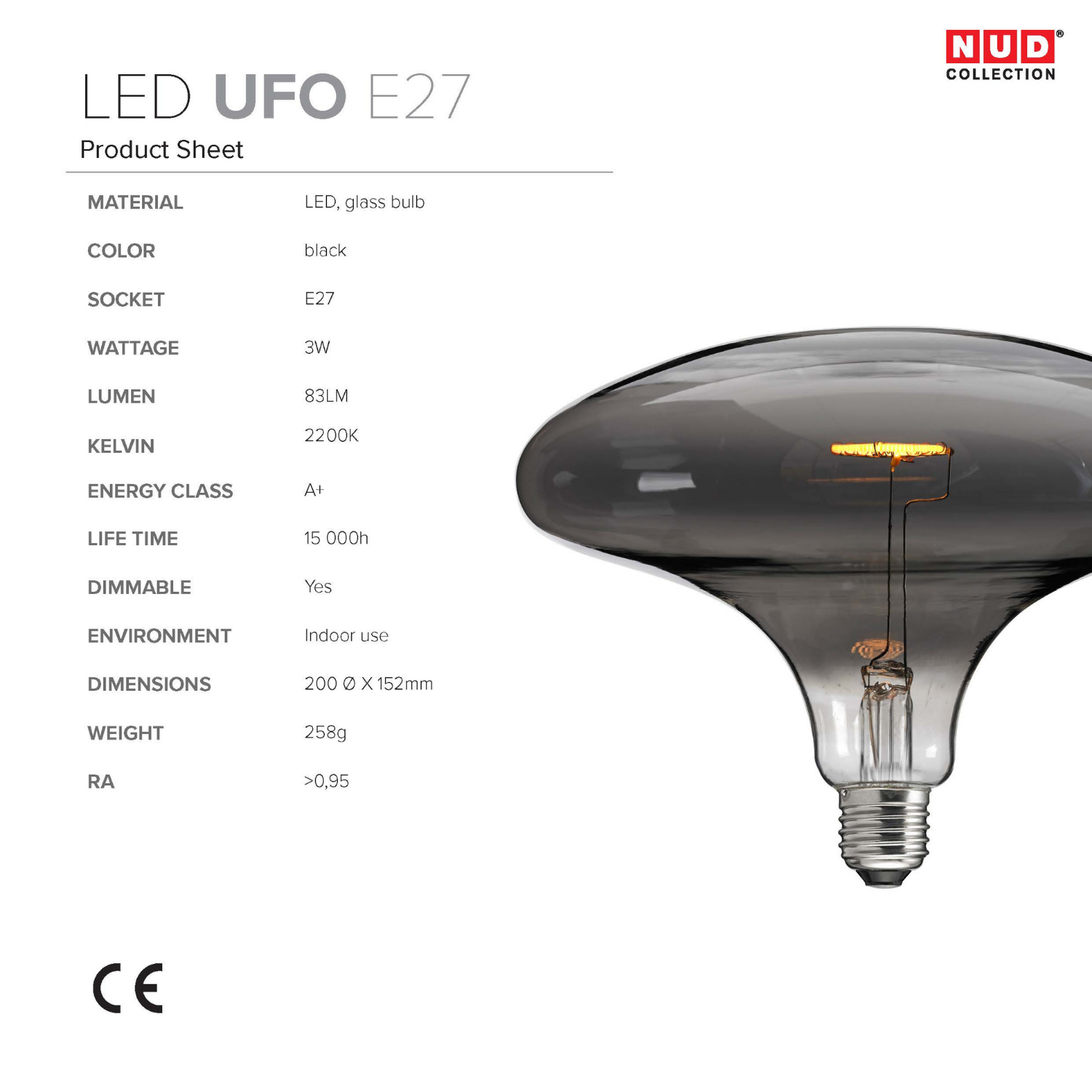 ampoule filament led ufo nud collection fiche technique