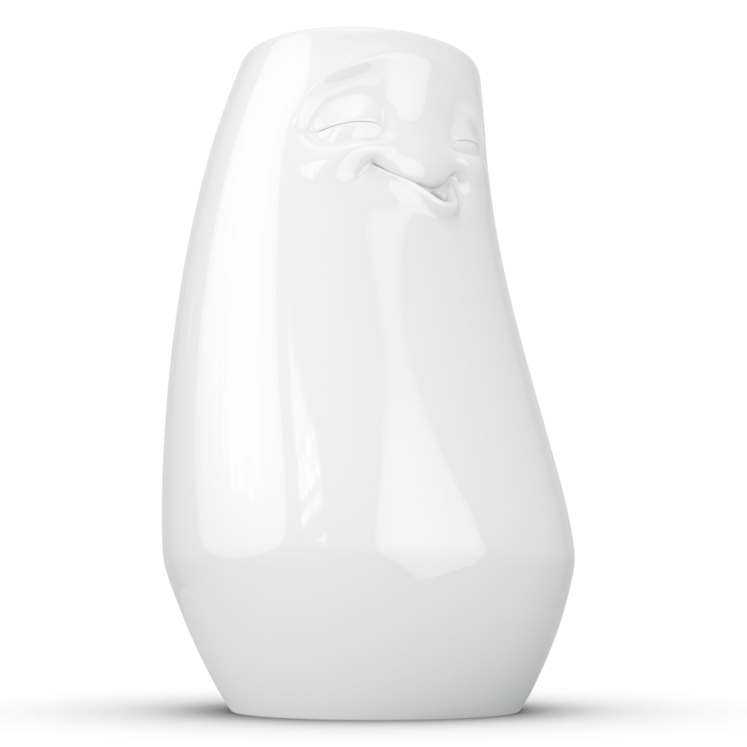 vase visage détendu en porcelaine blanc haut avec ouverture dans le bouche comme soliflore