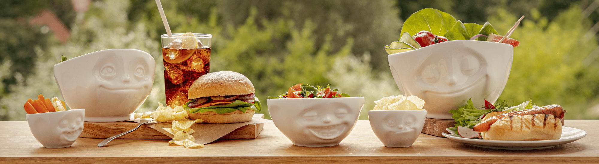 bols tassen de 100 a 1000 ml repas estival burger et hotdog vegetarien