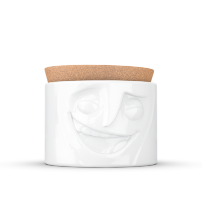 boîte de conservation visage jovial porcelaine couvercle liège tassen